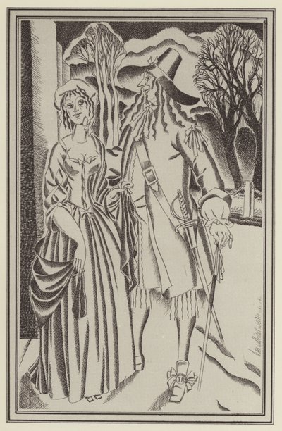 Ilustrace pro Moll Flanders od Daniela Defoe (litho) od John Austen
