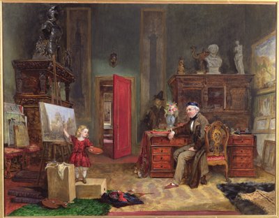 David Roberts (1796-1864) a jeho vnučka ve svém ateliéru, kolem roku 1866 od John Ballantyne