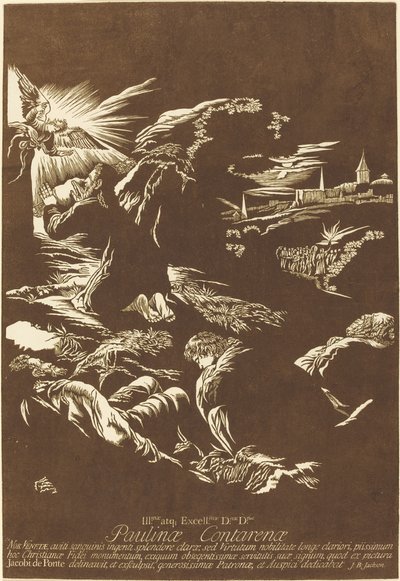 Kristus na hoře Olivetské od John Baptist Jackson after Jacopo Bassano
