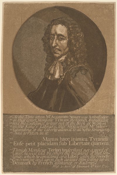 Algernon Sidney od John Baptist Jackson, after Justus van Verus