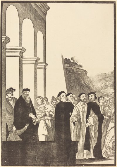 Uvedení Panny Marie v chrámu [levá deska] od John Baptist Jackson after Titian