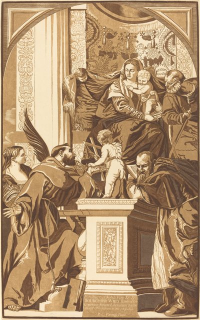Svatá rodina a čtyři svatí od John Baptist Jackson after Veronese