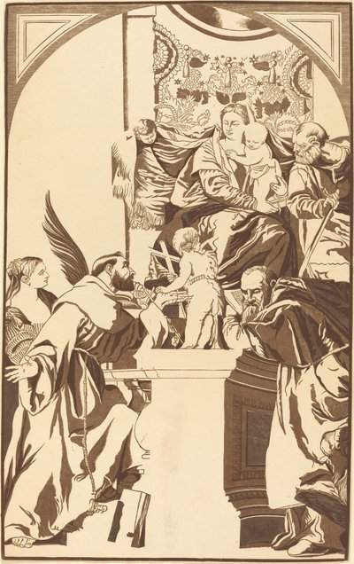Svatá rodina a čtyři svatí od John Baptist Jackson after Veronese