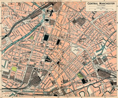 Centrální Manchester, c20. století od John Bartholomew