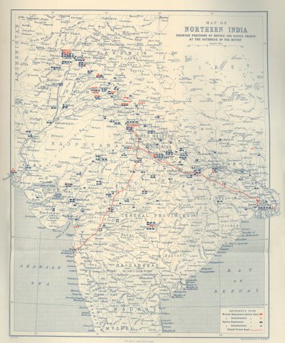 Mapa severní Indie, 1901. od John Bartholomew
