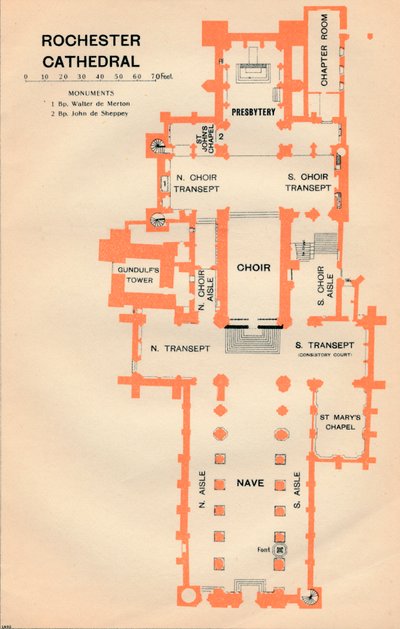 Rochesterská katedrála, c20. století od John Bartholomew