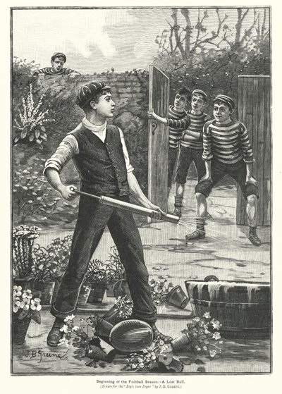 Začátek fotbalové sezóny - Ztracený míč (litografie) od John Beasley Greene