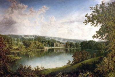 Newstead Abbey, Nottinghamshire, od Upper Lake, 1866 od John Bell