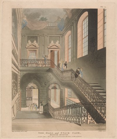 The Hall and Stair Case, Britské muzeum od John Bluck