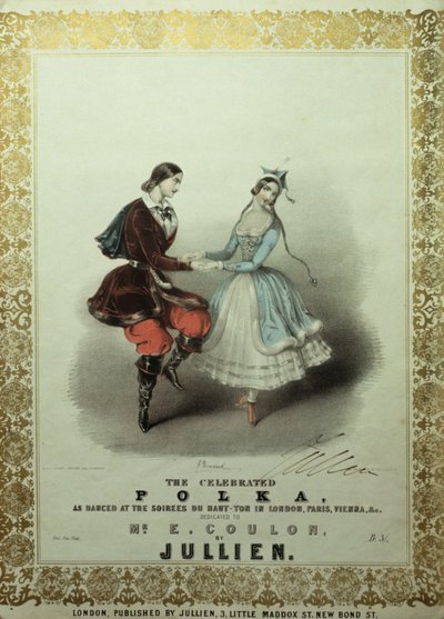 Slavná polka, list písní, 1840 (barevné lito) od John Brandard