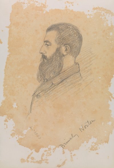 Portrétní skica vousatého muže s nápisem "Brinsley Norton" (grafit) od John Brett