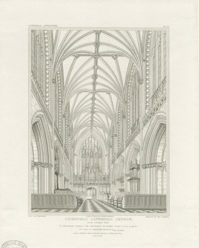 Interiér katedrály Lichfield - Sbor: rytina, nd [c 1820] (tisk) od John Britton