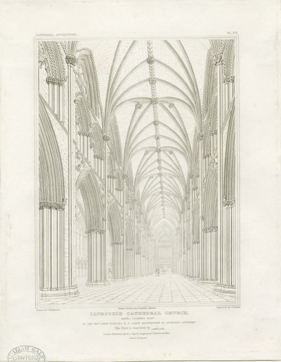 Interiér katedrály Lichfield - Nave: rytina a [c 1819] (tisk) od John Britton