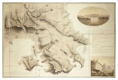 Plán okolí English Harbour, Antigua, asi 1782 (tuš a wash, členěno a podloženo) od John Brown