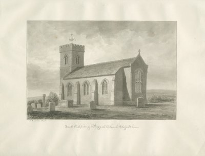 Bagnall Church: sépiová kresba, 1848 od John Buckler