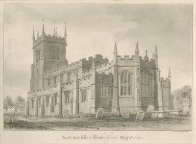 Barton under Needwood Church: sépiová kresba od John Buckler