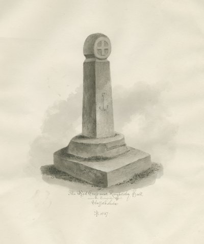 Biddulph - "Červený kříž": sépiová kresba, 1847 od John Buckler
