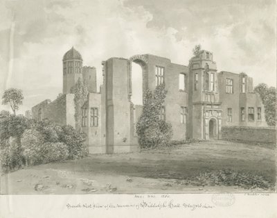 Biddulph Hall (starý): sépiová kresba od John Buckler
