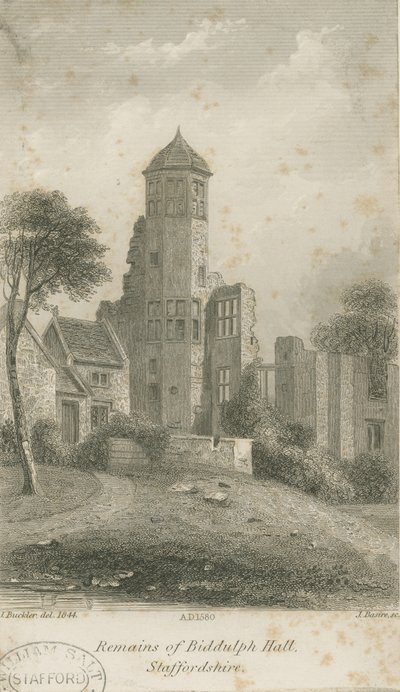 Biddulph Hall (starý): ocelorytina od John Buckler