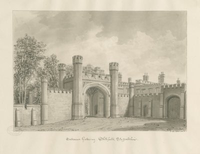 Blithfield Hall: sépiová kresba od John Buckler