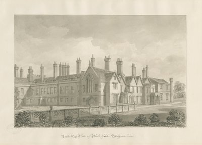 Blithfield Hall: sépiová kresba od John Buckler