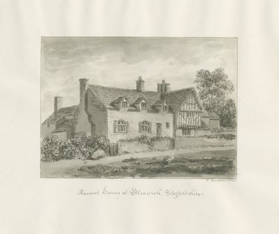Bloxwich - starověký dům: kresba sépie od John Buckler