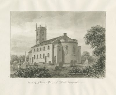 Bloxwich Church: sépiová kresba od John Buckler