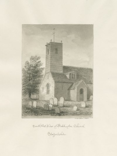 Bobbington Church: sépiová kresba od John Buckler