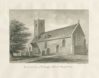 Bobbington Church: sépiová kresba od John Buckler