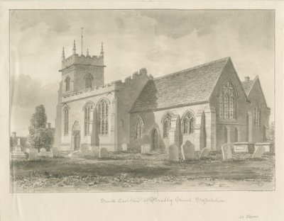 Bradley Church: sépiová kresba, 1842 od John Buckler
