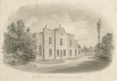 Brewood Grammar School: sépie kresba, nd [c 1842] (kresba) od John Buckler