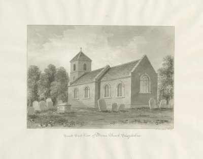 Kostel koštěte (nyní Worcestershire): sépiová kresba od John Buckler