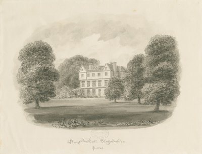 Broughton Hall: sépiová kresba od John Buckler