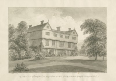 Broughton Hall: sépiová kresba, 1848 od John Buckler