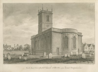 Burton-upon-Trent - Starý kostel: sépiová kresba od John Buckler