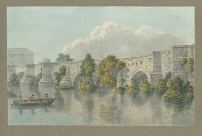 Burton-upon-Trent Bridge and Town: malba vodovými barvami a [~18. století] od John Buckler