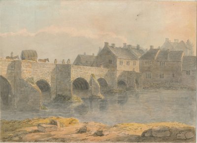 Burton-upon-Trent Bridge and Town: malba vodovými barvami a [~18. století] od John Buckler