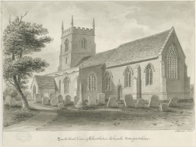Cheddleton Church: sépiová kresba od John Buckler