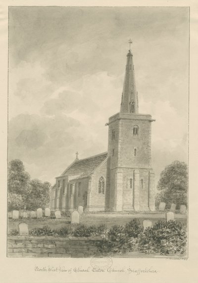 Kostel Eaton Church: sépiová kresba od John Buckler