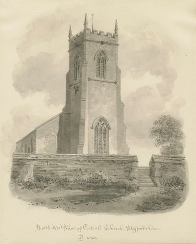 Codsall Church: sépiová kresba od John Buckler