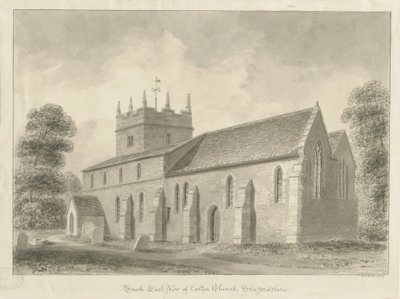 Colton Church: sépiová kresba, 1842 od John Buckler