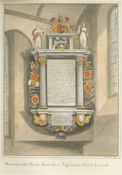Cornwall – Kilkhampton Church – Památník sira Bevila Grenvilla od John Buckler