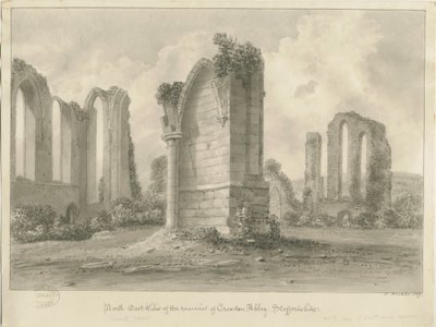 Croxden Abbey: sépiová kresba od John Buckler