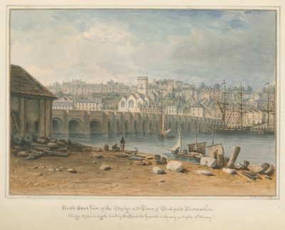 Devonshire - Bideford - Bridge and Town, 1827 od John Buckler