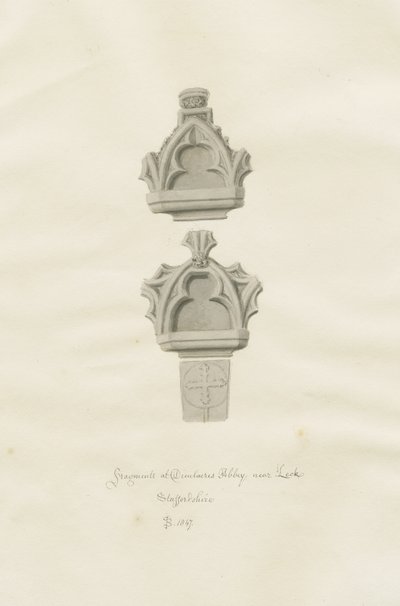 Dieulacres Abbey: sépiová kresba od John Buckler