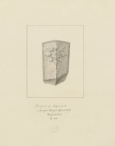 Drayton Bassett Church - Víko rakve: sépiová kresba, 1838 od John Buckler