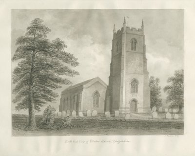 Ellastone Church: sépiová kresba, 1847 od John Buckler