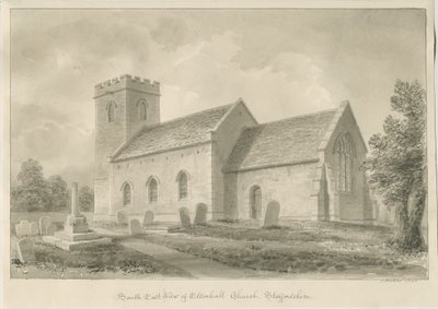 Ellenhall Church: sépiová kresba od John Buckler