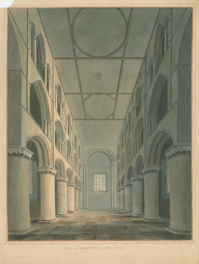 Essex – Waltham Abbey – interiér, 1802 od John Buckler