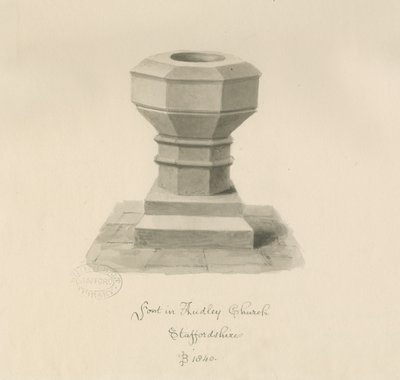 Písmo v kostele Audley: sépiová kresba, 1840 od John Buckler